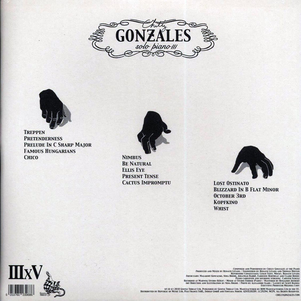 Chilly Gonzales - Solo Piano III (2xLP) (180g) vinyl LP back cover