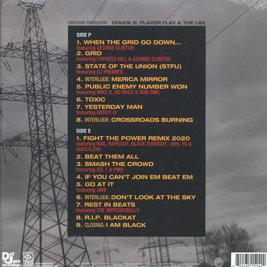 Public Enemy - What You Gonna Do When The Grid Goes Down? vinyl LP back cover