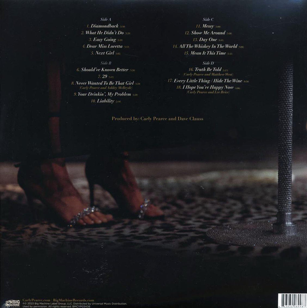 Carly Pearce - 29: Written In Stone, Live From Music City (2xLP) (gold vinyl) vinyl LP back cover