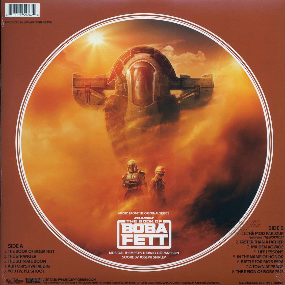 Various - Star Wars: The Book Of Boba Fett, Music From The Original Series (picture disc) vinyl LP back cover