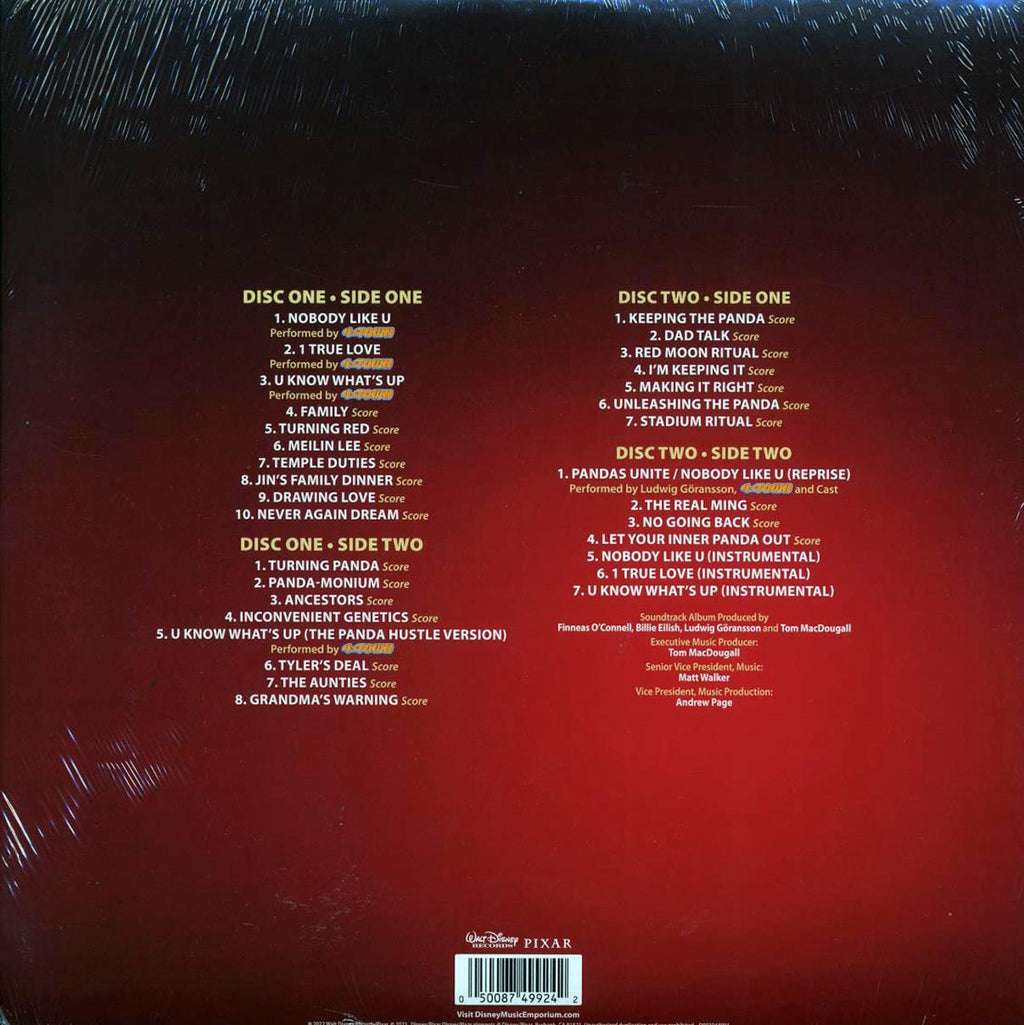Ludwig Goransson, 4 Town - Turning Red: Original Motion Picture Soundtrack (2xLP) vinyl LP back cover