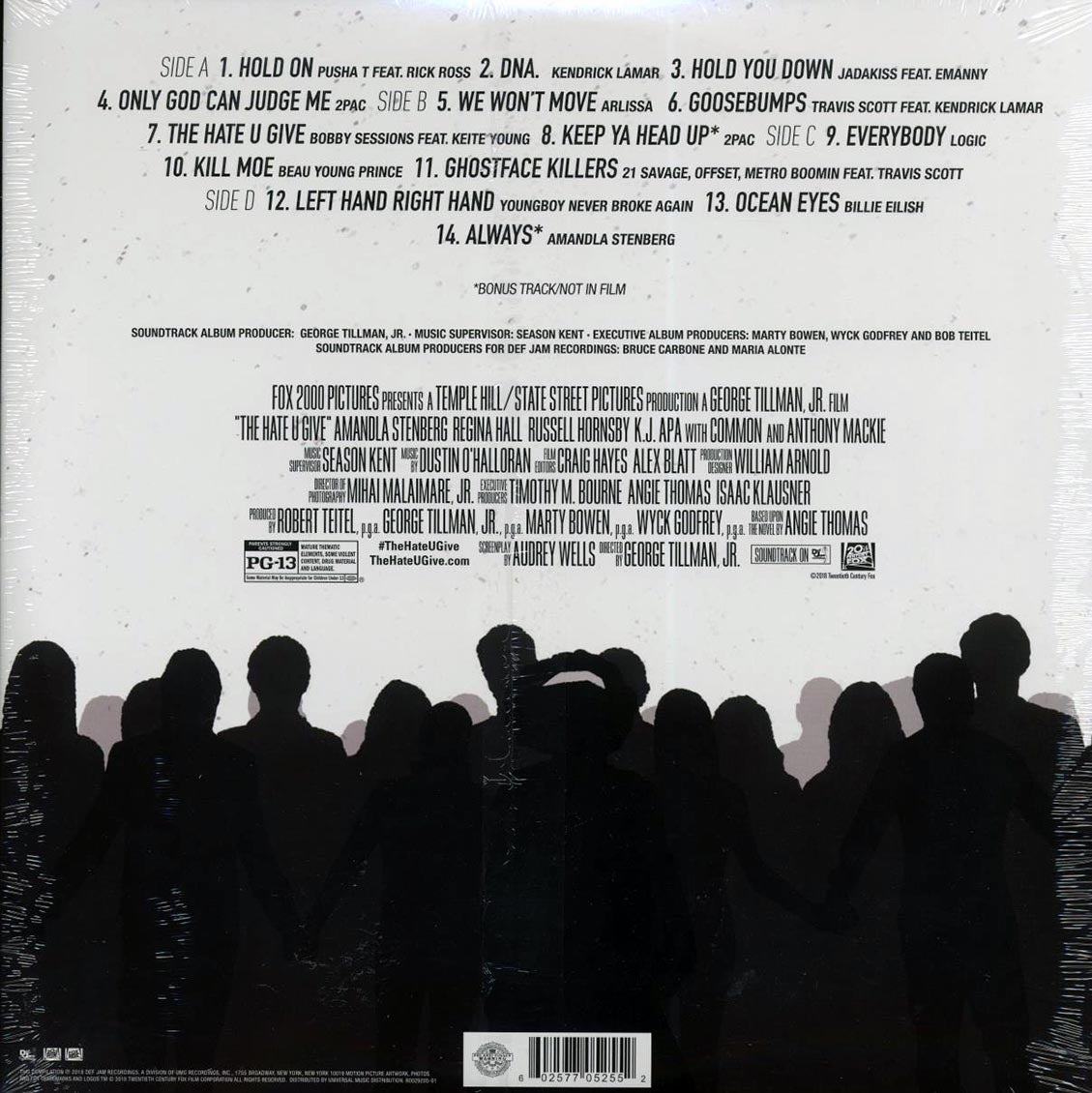 2Pac, Rick Ross, Kendrick Lamar, Logic, Offset, Etc. - The Hate You Give: Original Motion Picture Soundtrack (ltd. ed.) (2xLP) vinyl LP back cover