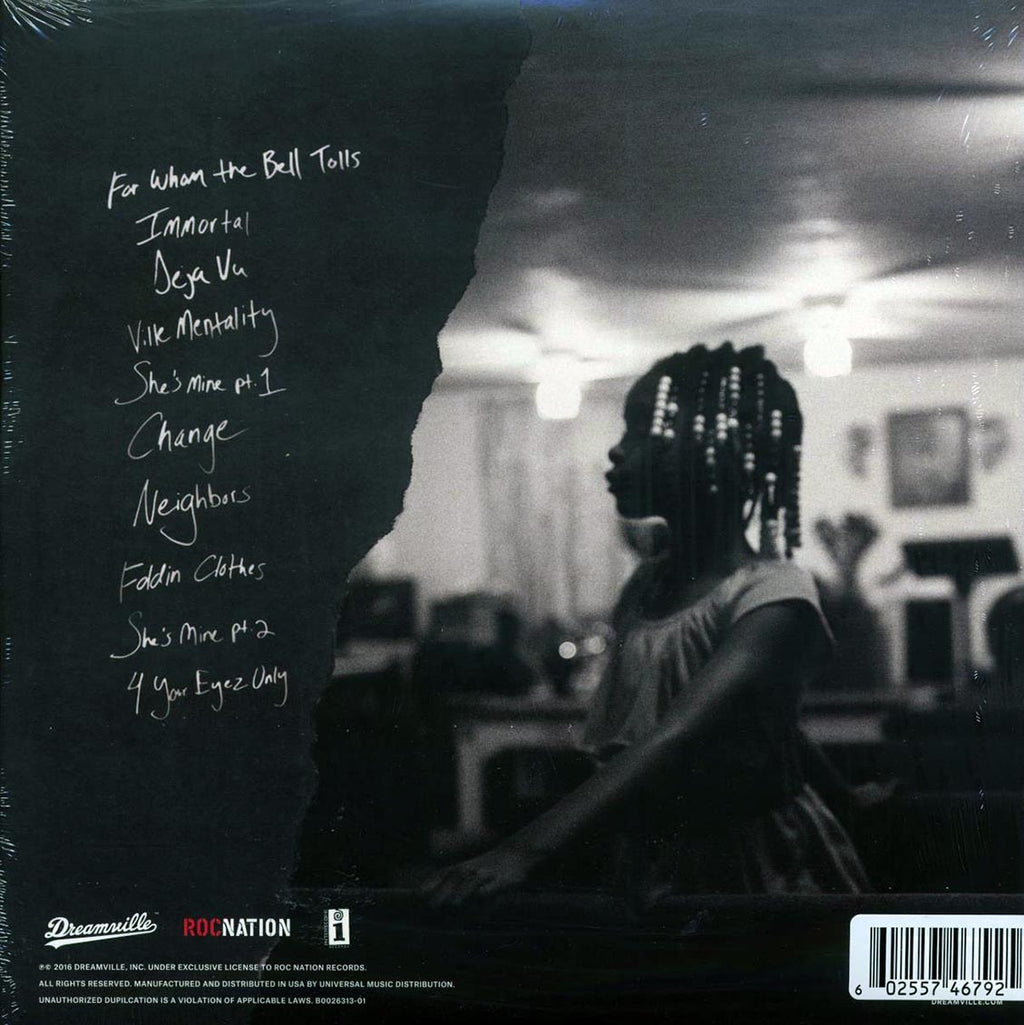 J Cole - 4 Your Eyez Only (ltd. ed.) (clear vinyl) vinyl LP back cover