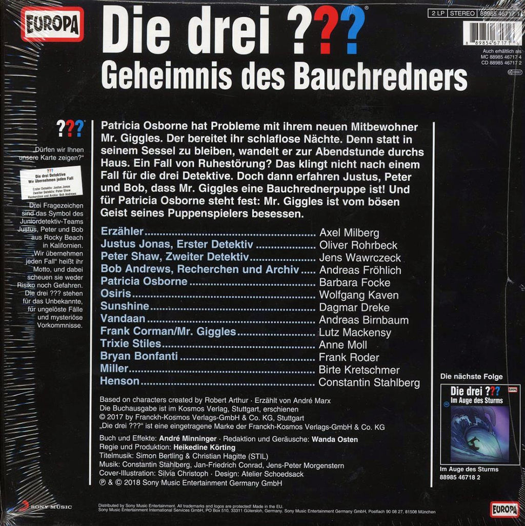 Andre Marx - Die Drei 196: Geheimnis Des Bauchredners (2xLP) vinyl LP back cover