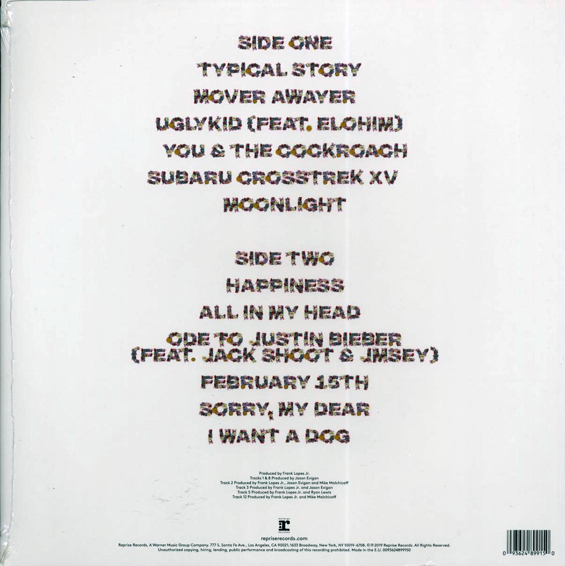 Hobo Johnson - The Fall Of Hobo Johnson (white vinyl) vinyl LP back cover