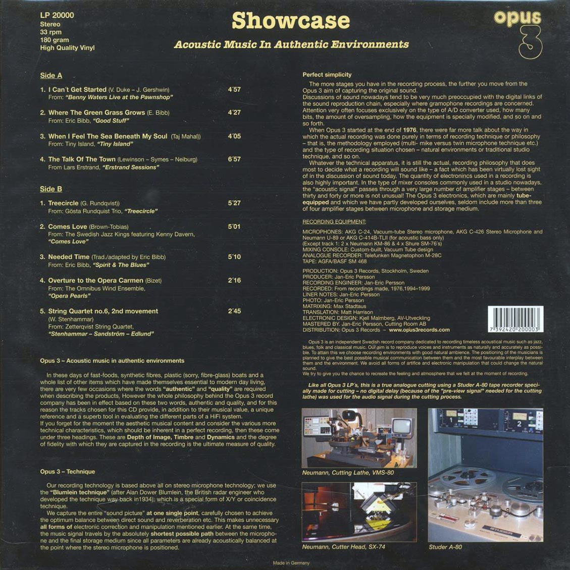 Taj Mahal, Eric Bibb, Benny Waters, Etc. - Showcase vinyl LP back cover