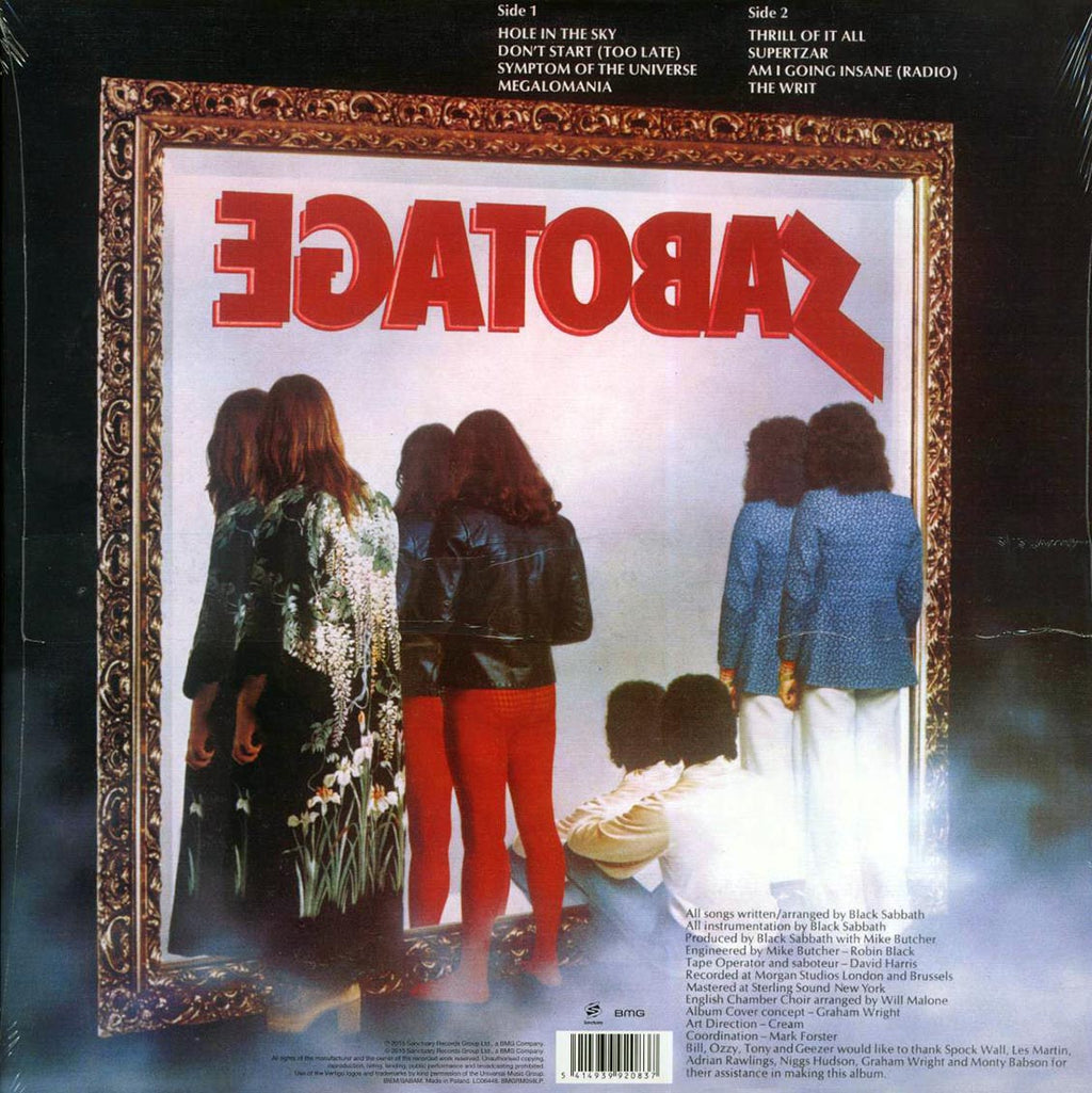 Black Sabbath - Sabotage (180g) vinyl LP back cover