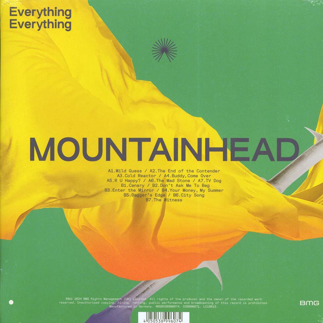 Everything Everything - Mountainhead vinyl LP back cover