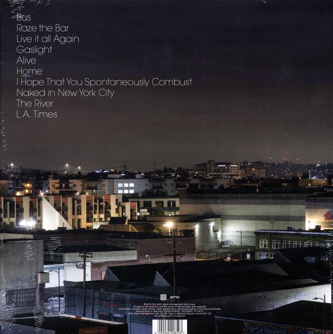 Travis - LA Times vinyl LP back cover