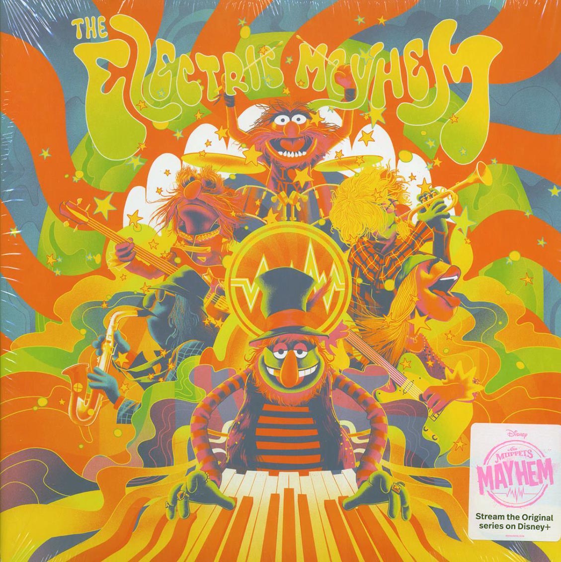 The Electric Mayhem - The Electric Mayhem: The Muppets Mayhem Soundtrack (purple/blue swirl vinyl) vinyl LP front cover