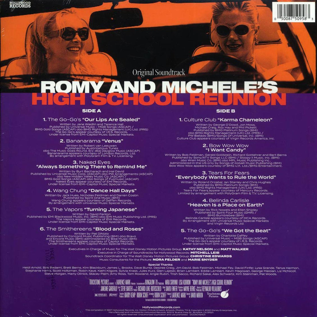 Bananarama, Wang Chung, Culture Club, The Go-Go's, Belinda Carlisle, Etc. - Romy And Michele's High School Reunion: Original Soundtrack (ltd. ed.) (violet vinyl) vinyl LP back cover