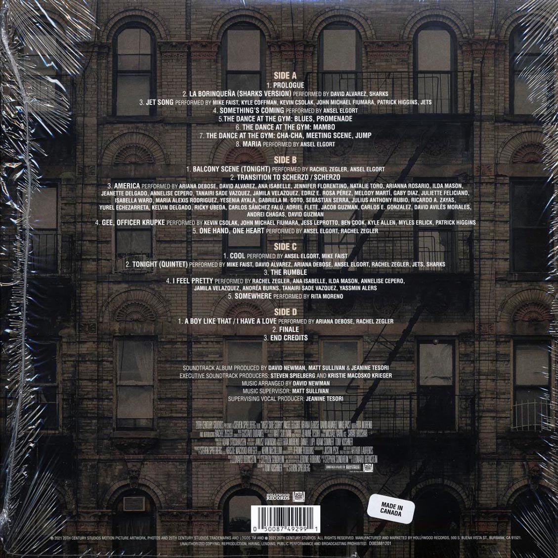 Leonard Bernstein, Gustavo Dudamel - West Side Story: Original Motion Picture Soundtrack (2xLP) (blue vinyl) vinyl LP back cover
