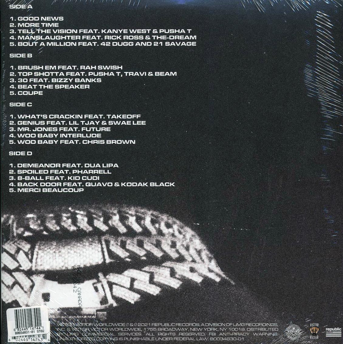 Pop Smoke, Kanye West, Dua Lipa, Kid Cudi, etc. - Faith (ltd. ed.) (2xLP) (blue vinyl) vinyl LP back cover