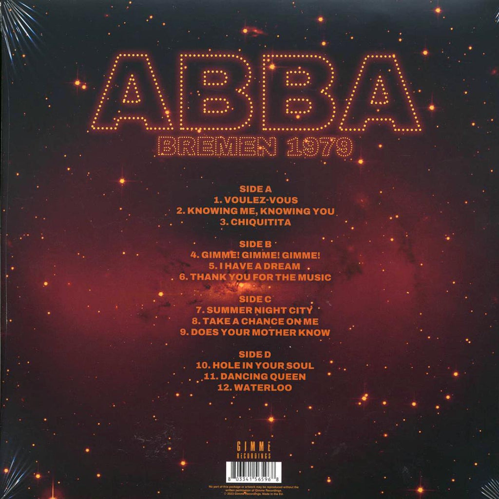 Abba - Bremen 1979 (2xLP) vinyl LP back cover