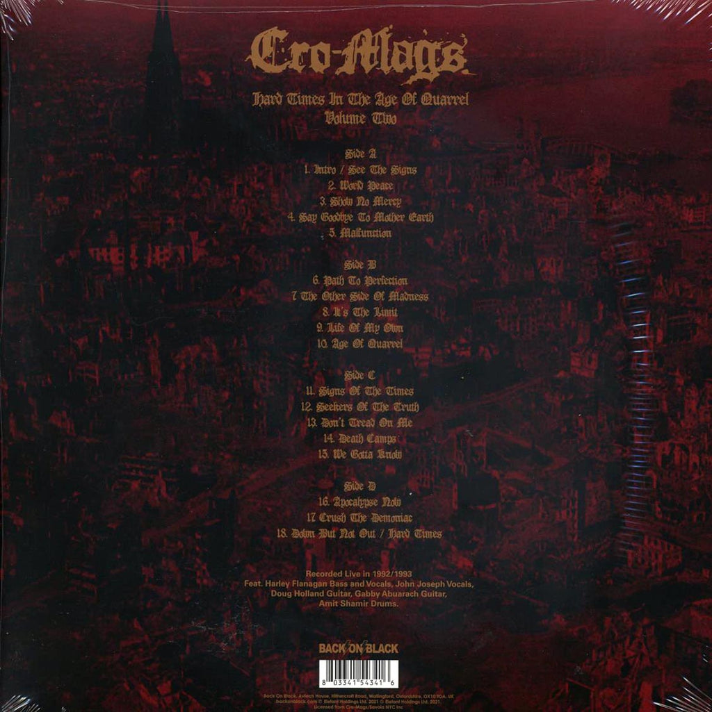 Cro-Mags - Hard Times In The Age Of Quarrel Volume 2 (2xLP) vinyl LP back cover