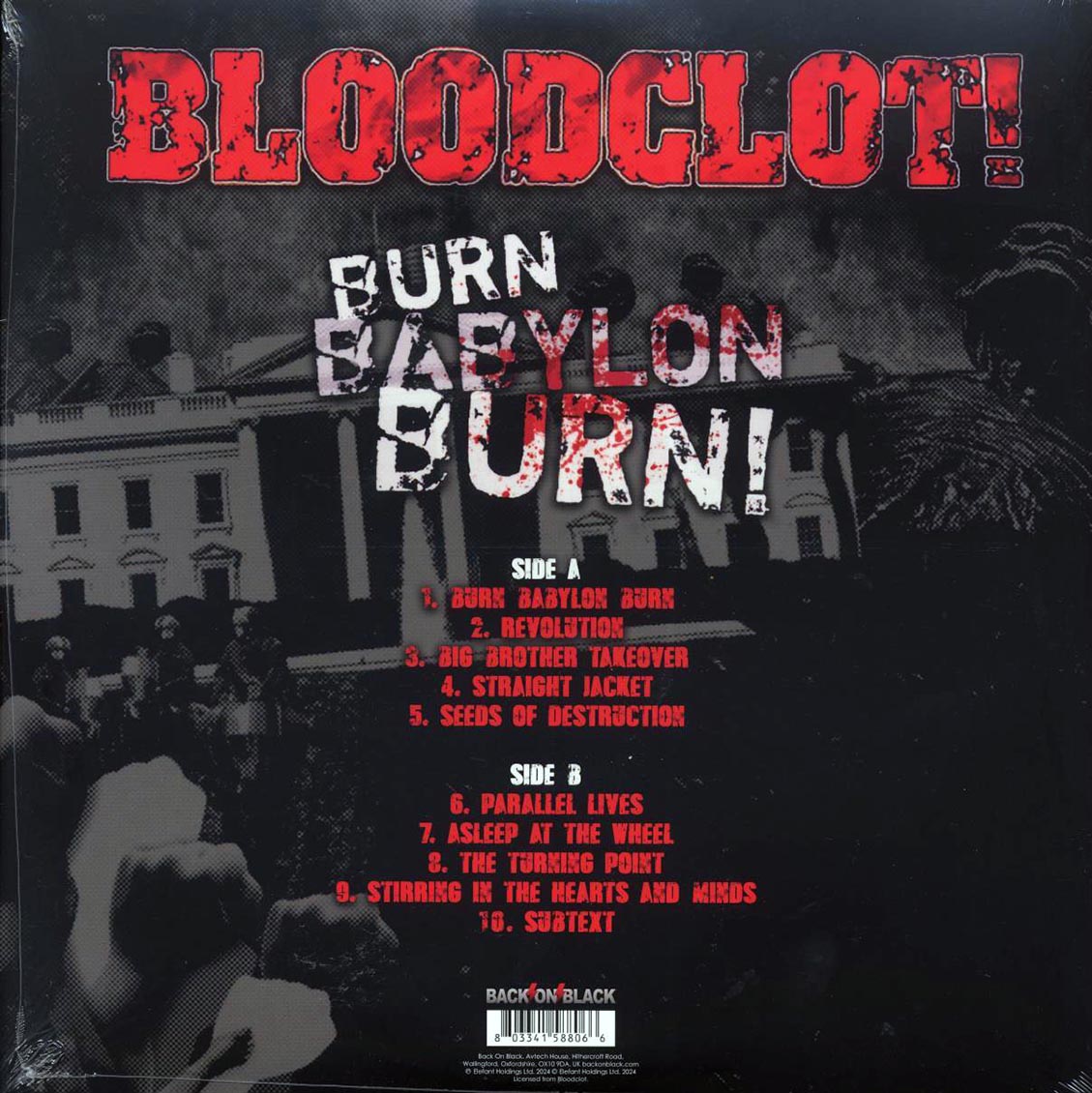 Bloodclot! - Burn Babylon Burn! (ltd. ed.) (red vinyl) vinyl LP back cover