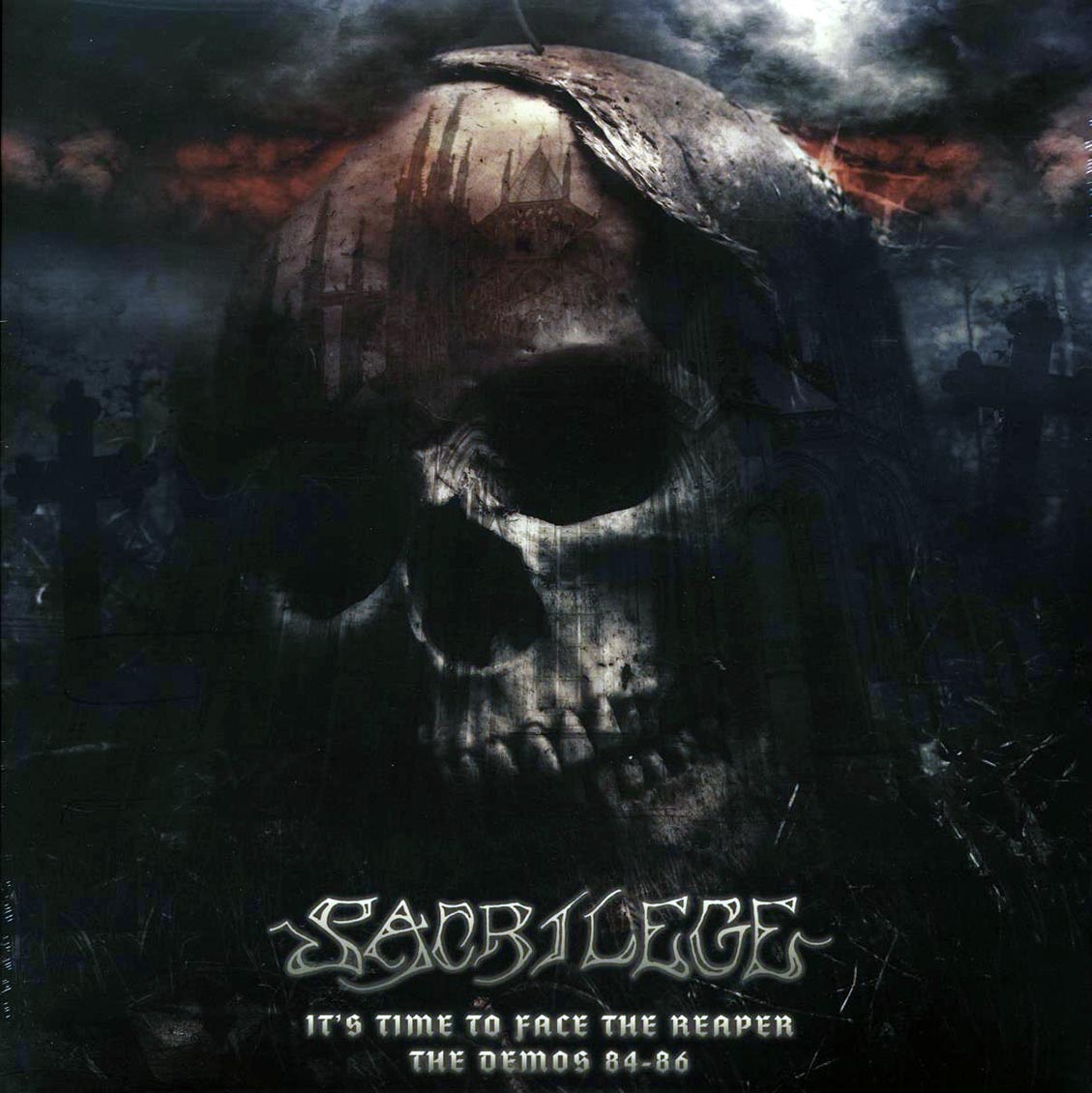 Sacrilege - It's Time To Face The Reaper: The Demons 84-86 (ltd. ed.) (2xLP) (white/black splatter vinyl) vinyl LP front cover