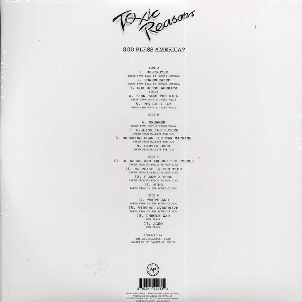 Toxic Reasons - God Bless America? (ltd. ed.) (2xLP) (red/white/blue splatter vinyl) vinyl LP back cover