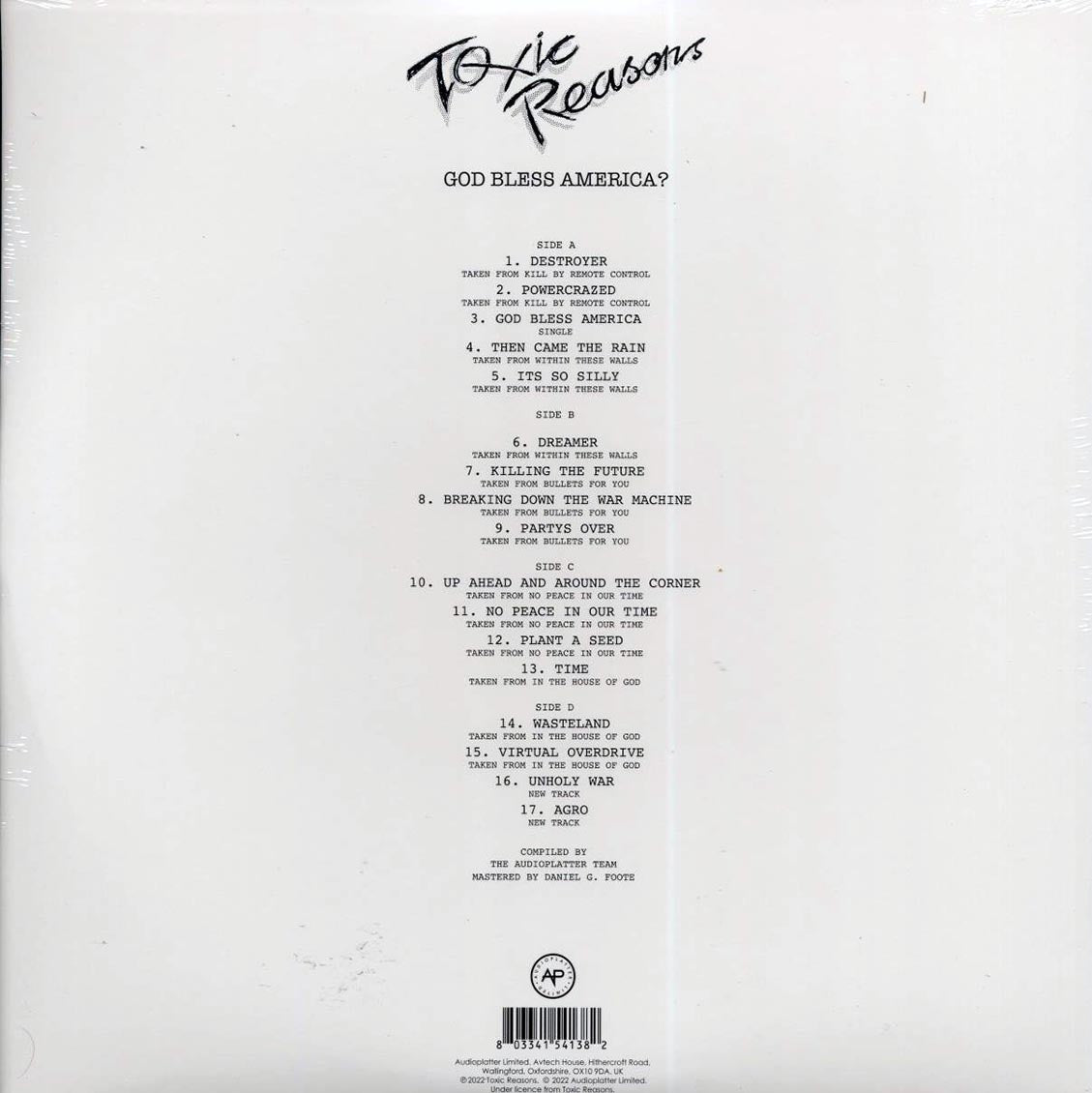 Toxic Reasons - God Bless America? (ltd. ed.) (2xLP) (red/white/blue splatter vinyl) vinyl LP back cover