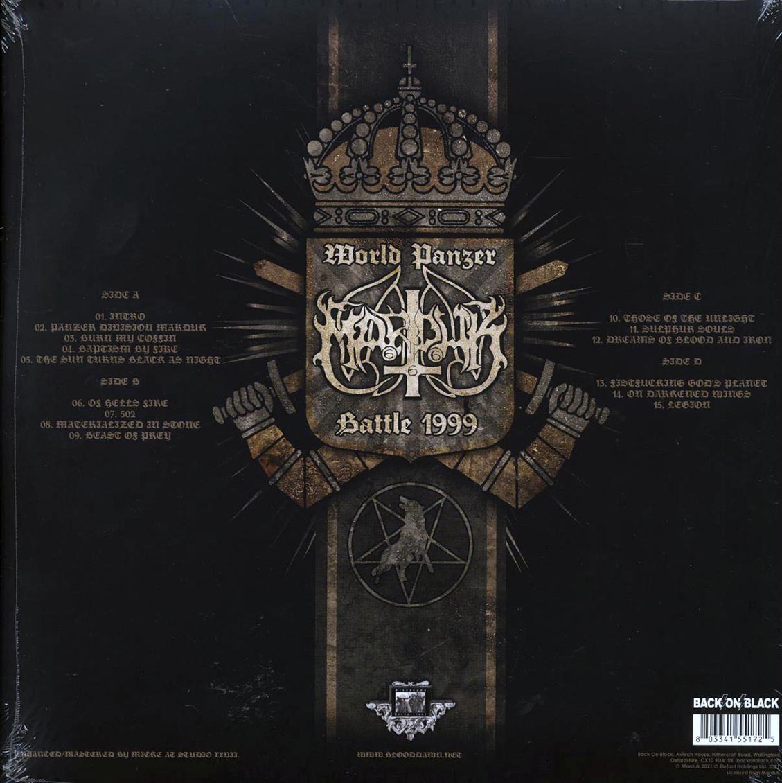 Marduk - World Panzer Battle 1999 (2xLP) vinyl LP back cover