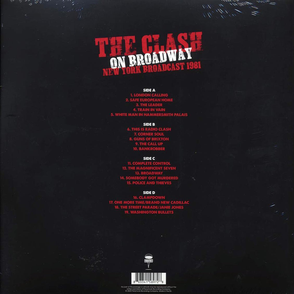 The Clash - On Broadway: New York Broadcast 1981 (2xLP) vinyl LP back cover