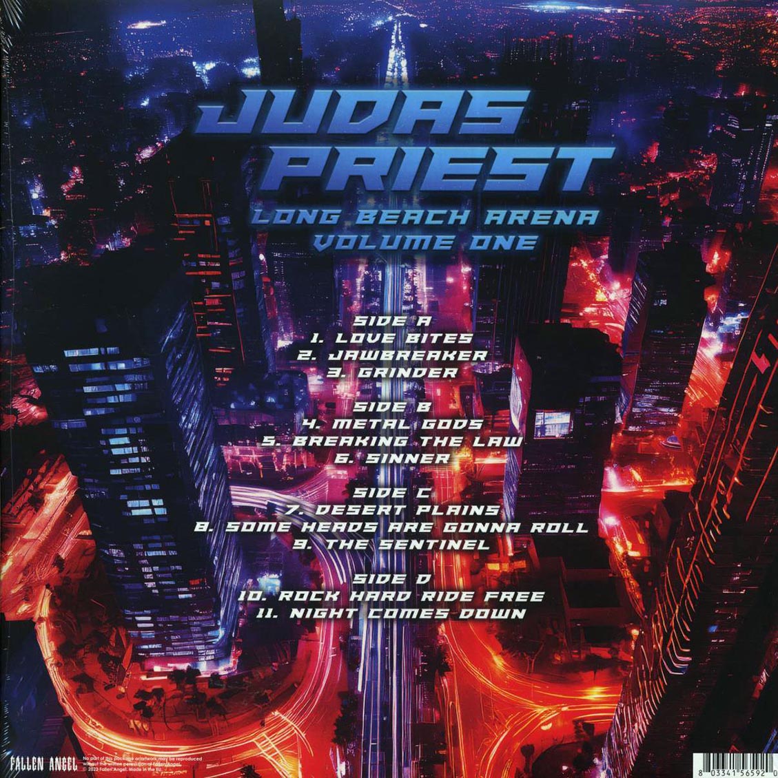 Judas Priest - Long Beach Arena Volume 1 (2xLP) vinyl LP back cover