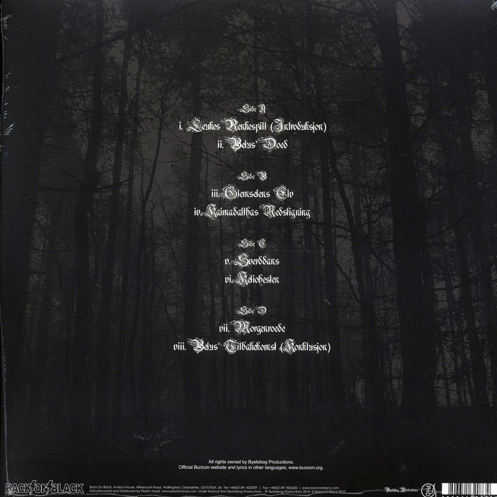Burzum - Belus (2xLP) vinyl LP back cover