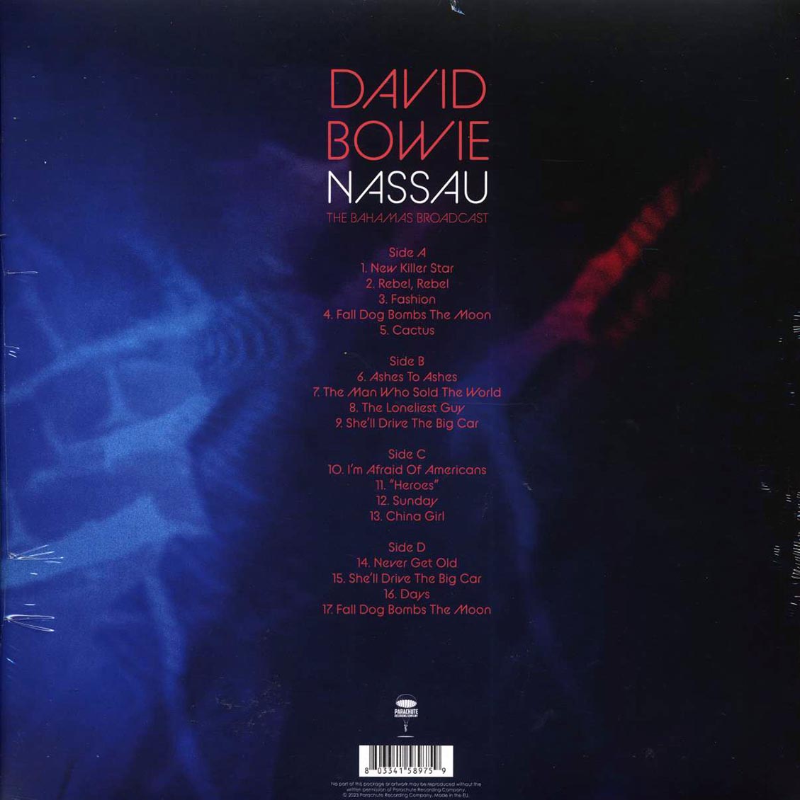 Davis Bowie - Nassau: The Bahamas Broadcast (2xLP) vinyl LP back cover