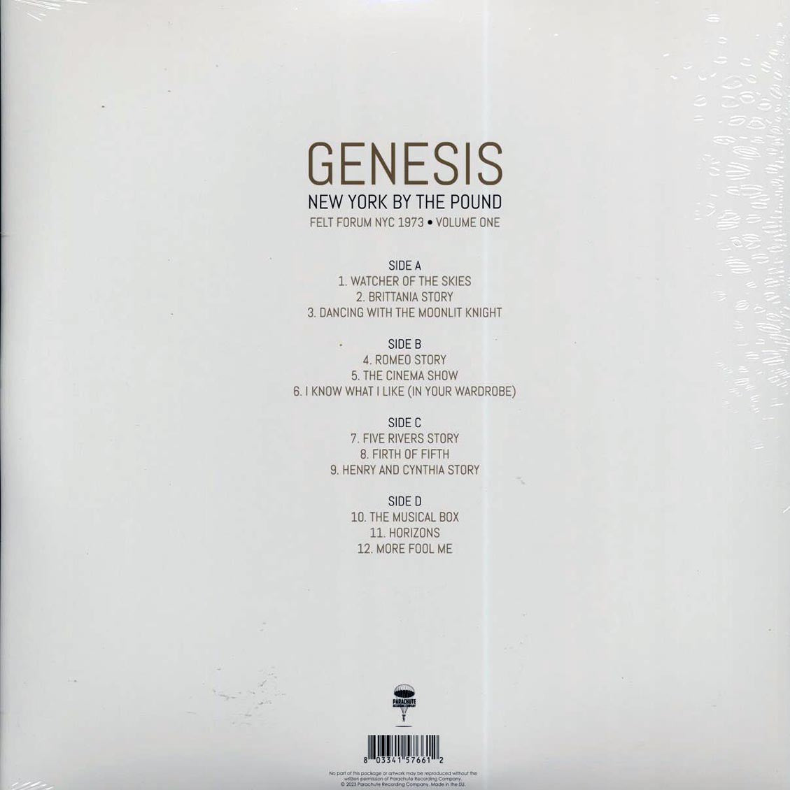 Genesis - New York By The Pound Volume 1: Felt Forum NYC 1973 (2xLP) vinyl LP back cover