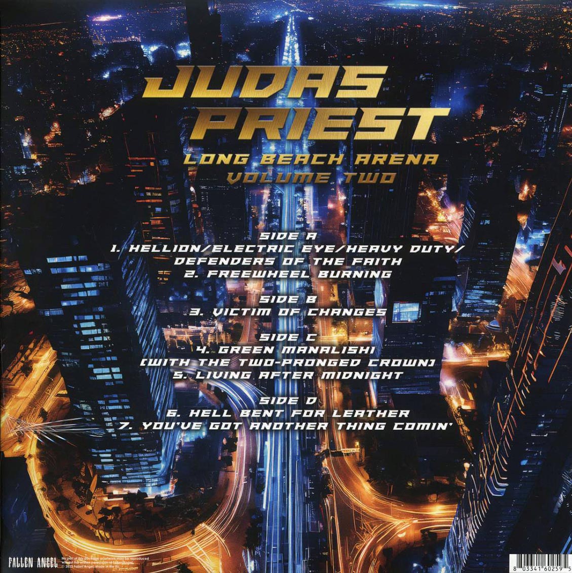Judas Priest - Long Beach Arena Volume 2 (ltd. ed.) (2xLP) (clear vinyl) vinyl LP back cover