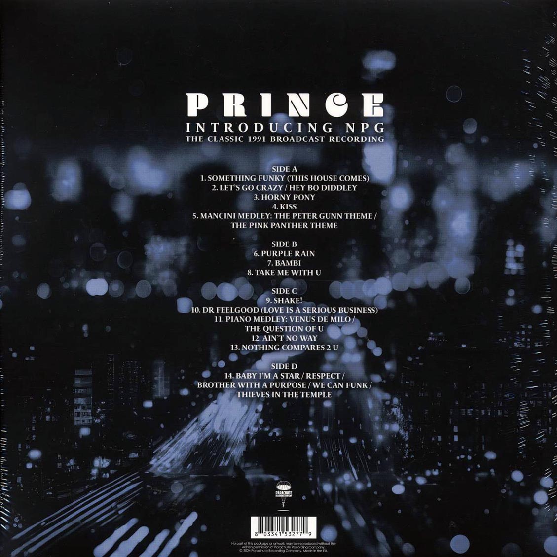 Prince - Introducing NPG: The Classic 1991 Broadcast Recording (2xLP) vinyl LP back cover