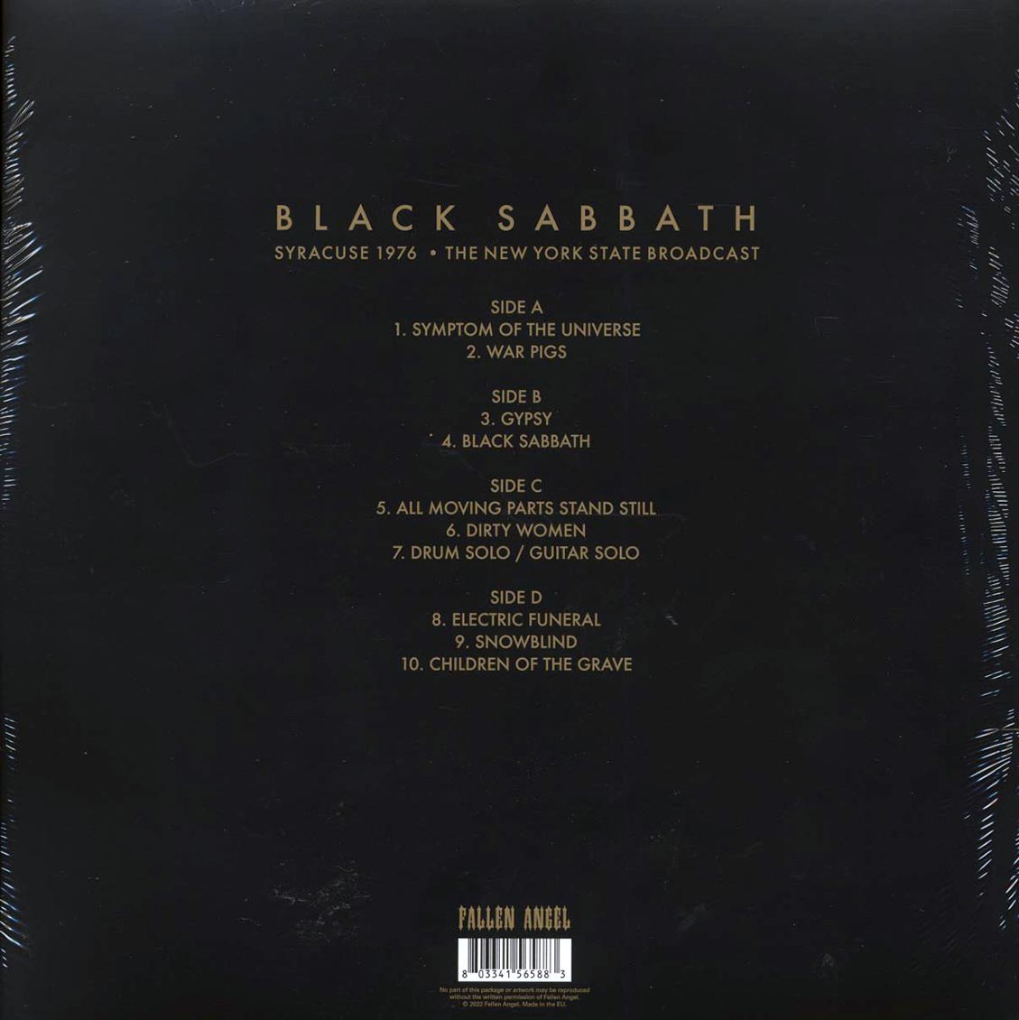 Black Sabbath - Syracuse 1976: The New York State Broadcast (2xLP) vinyl LP back cover