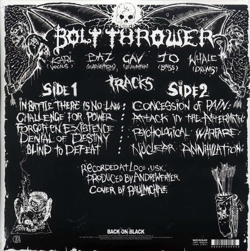 Bolt Thrower - In Battle There Is No Law! vinyl LP back cover