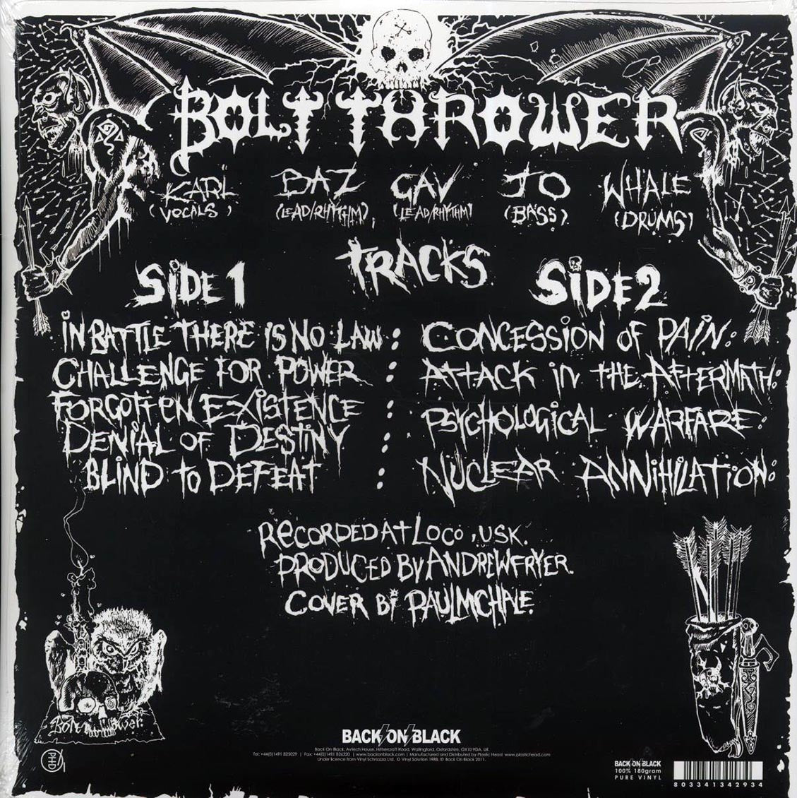 Bolt Thrower - In Battle There Is No Law! vinyl LP back cover