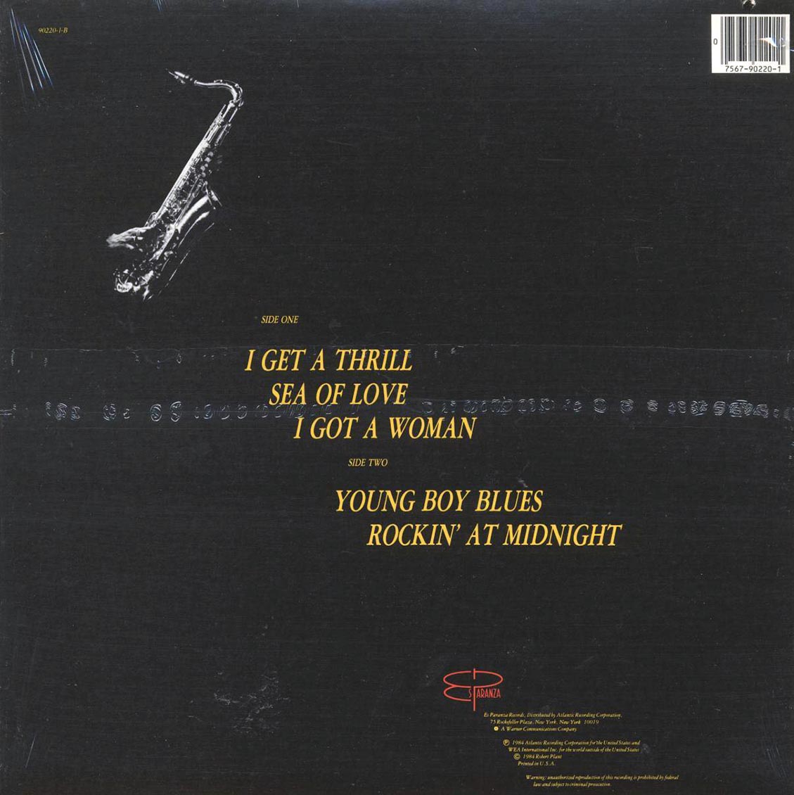 The Honeydrippers - Volume One (1984 PRESS) (orig. press) (marked/ltd stock) vinyl LP back cover