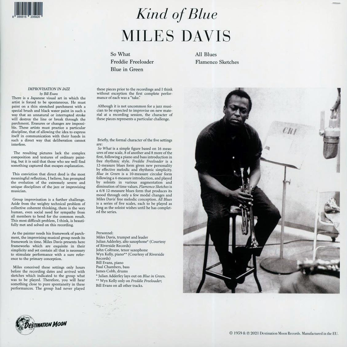 Miles Davis - Kind Of Blue vinyl LP back cover