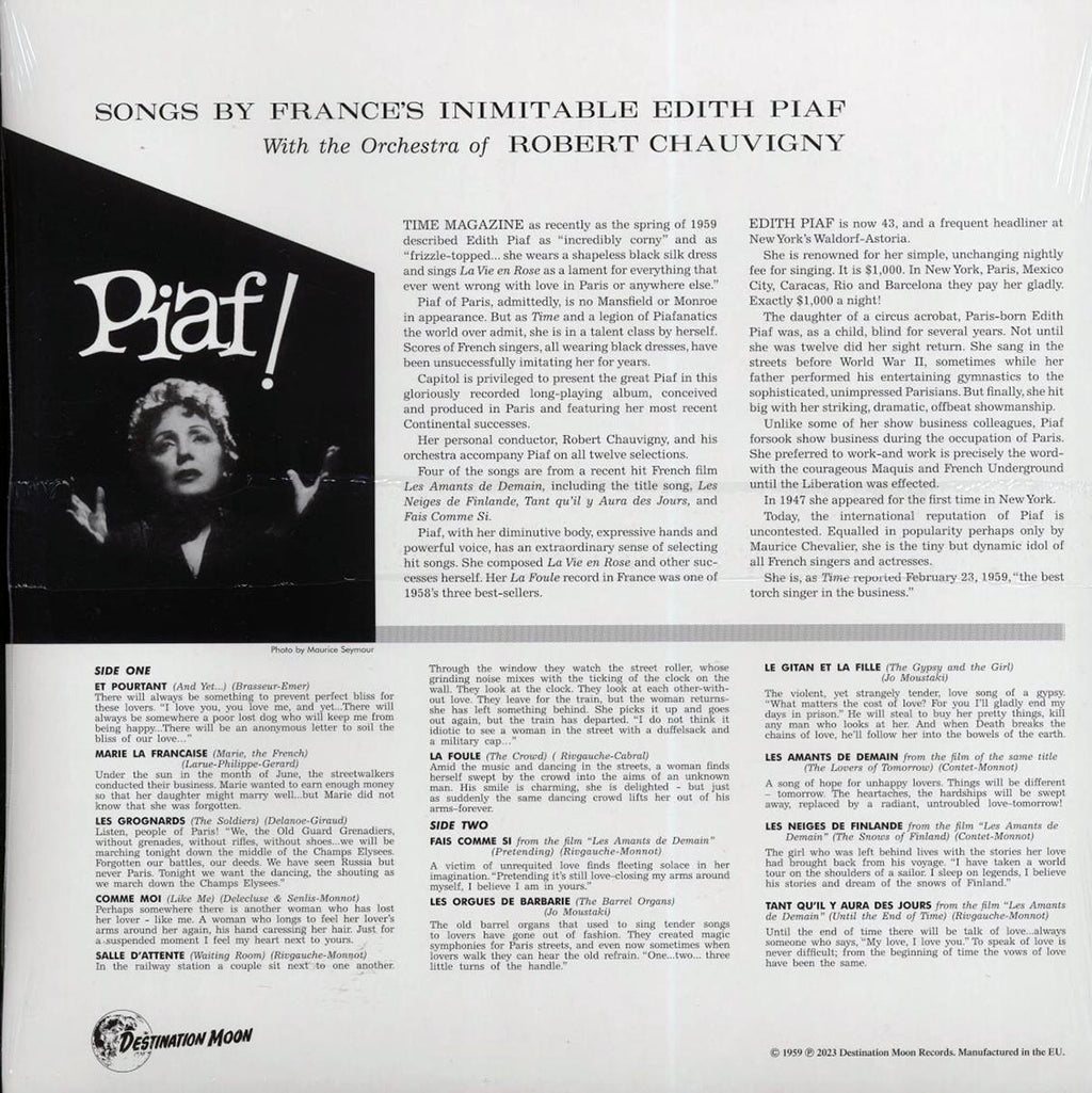 Edith Piaf - Piaf! (ltd. 500 copies made) (clear vinyl) vinyl LP back cover