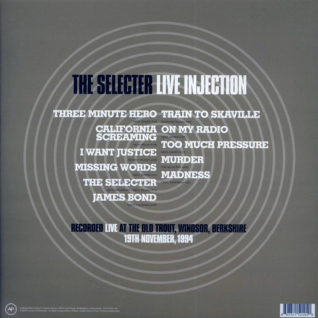 The Selecter - Live Injection (white vinyl) vinyl LP back cover