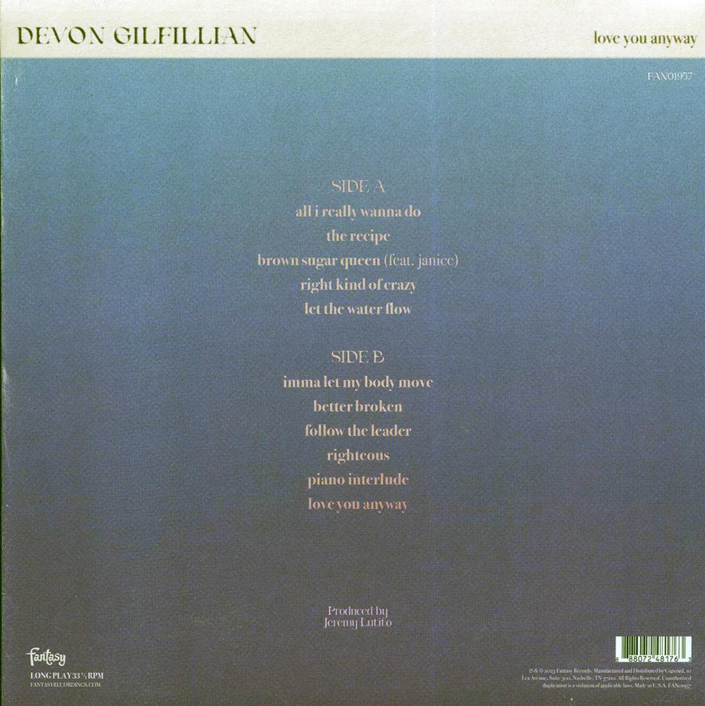 Devon Gilfillian - Love You Anyway (milky clear vinyl) vinyl LP back cover