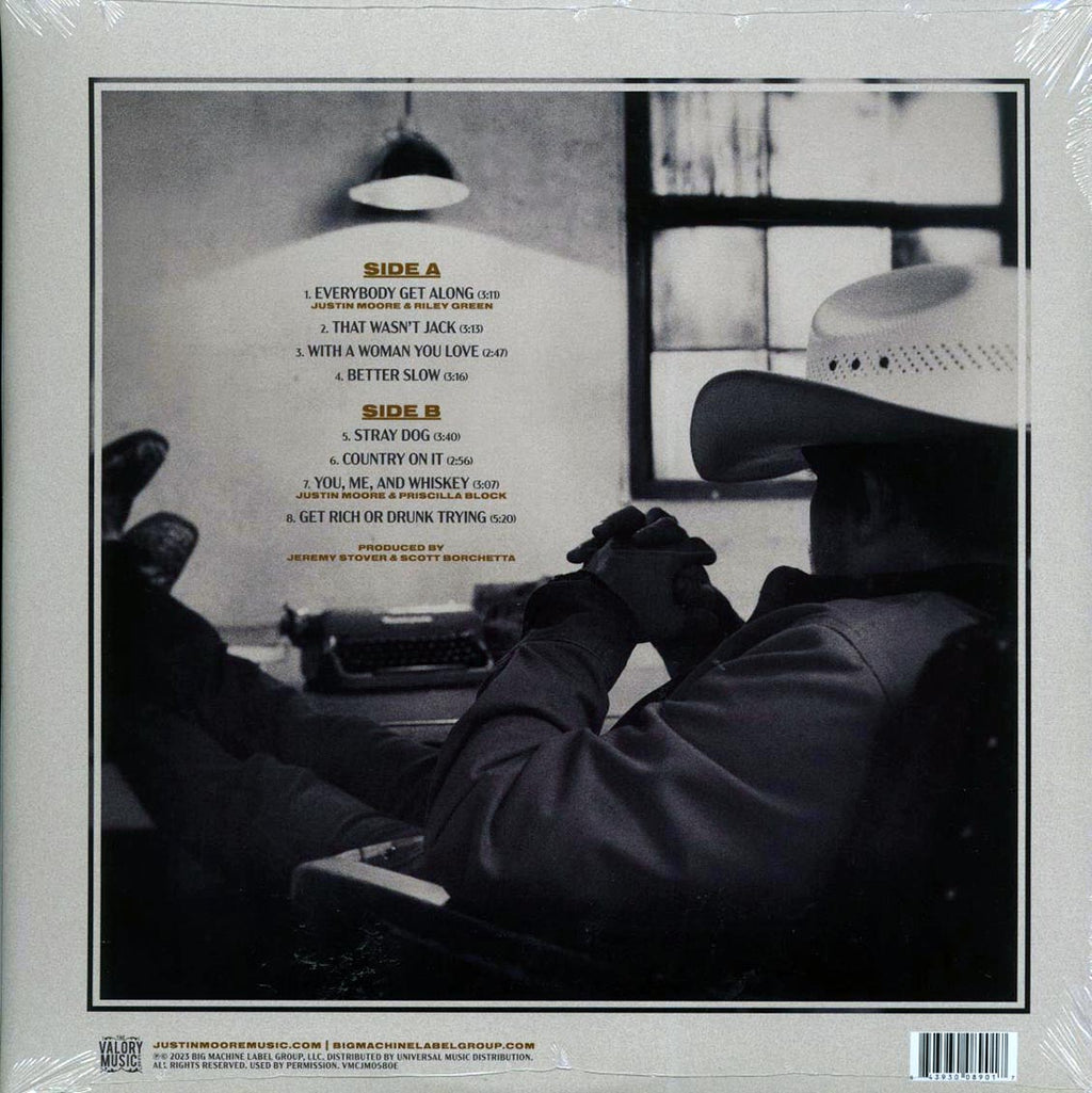 Justin Moore - Stray Dog (opaque tan vinyl) vinyl LP back cover