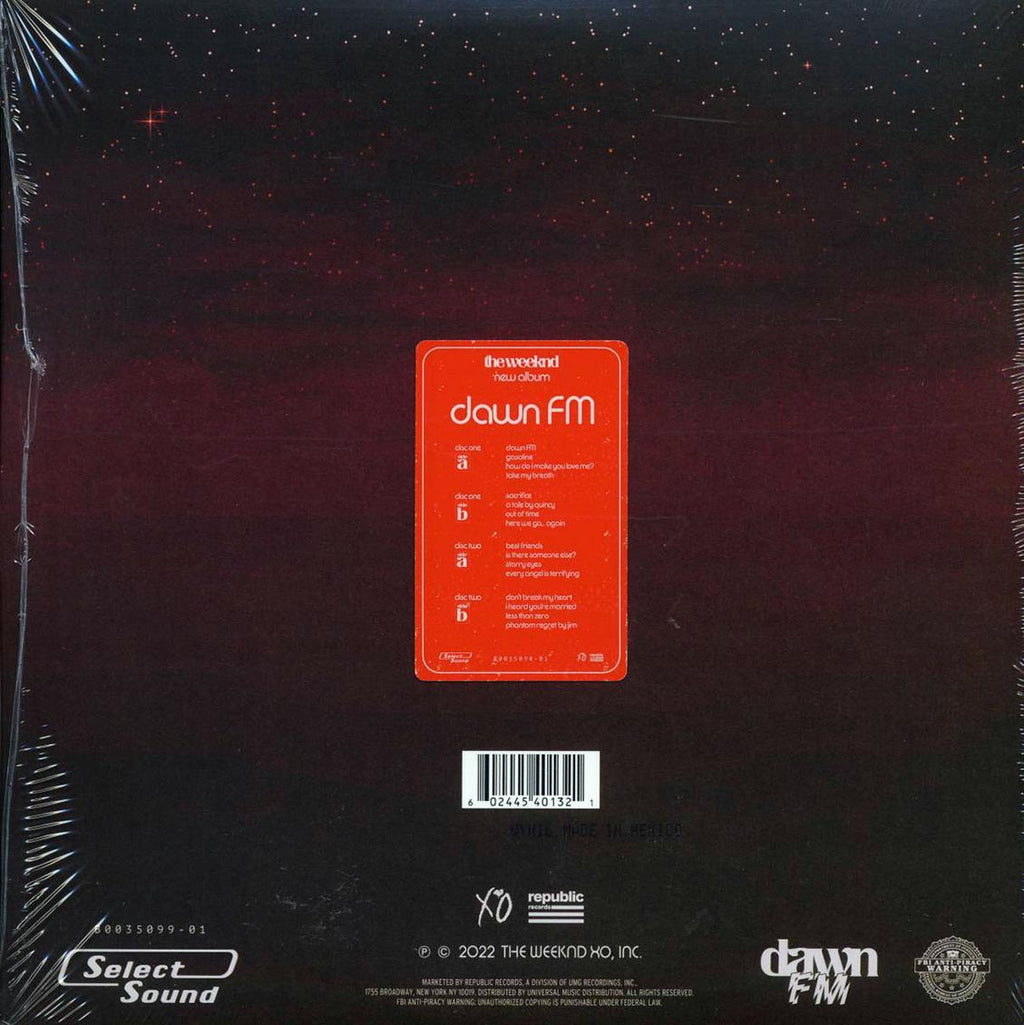 The Weeknd - Dawn FM (Weeknd Web Store Exclusive, Collector's Edition 02) (ltd. ed.) (2xLP) vinyl LP back cover