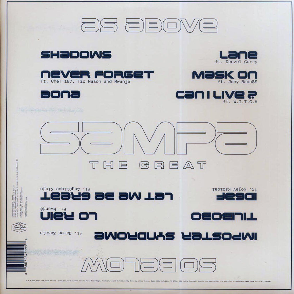 Sampa The Great - As Above So Below (ltd. ed.) (seaglass blue vinyl) vinyl LP back cover