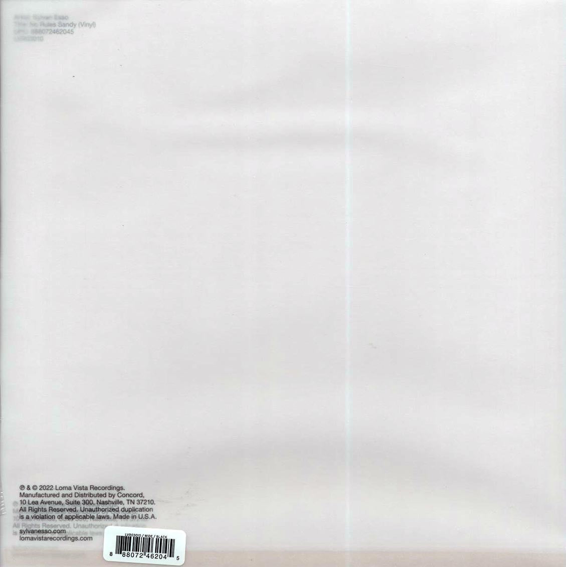 Sylvan Esso - No Rules Sandy vinyl LP back cover