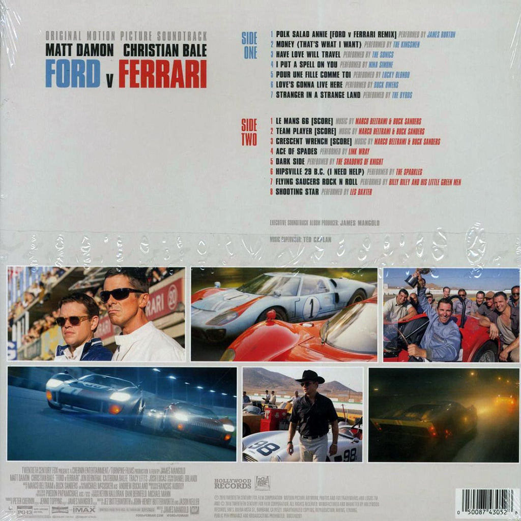 Link Wray, The Byrds, The Sonics, Marco Beltrami, Buck Sanders, Etc. - Ford V Ferrari: Original Motion Picture Soundtrack (clear vinyl) vinyl LP back cover