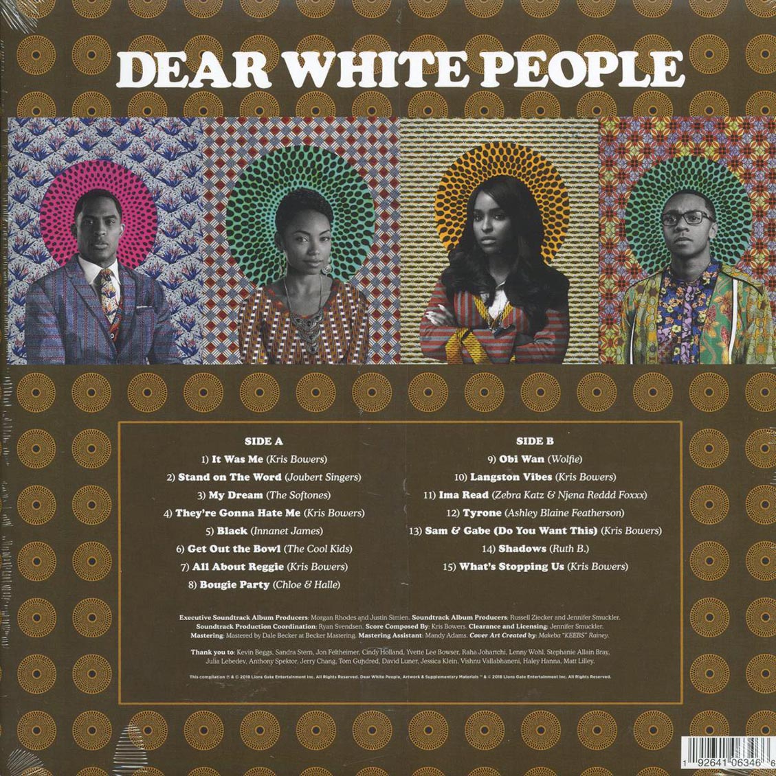 Kris Bowers, The Softones, Etc. - Dear White People: Chapter One And Chapter Two Soundtrack vinyl LP back cover
