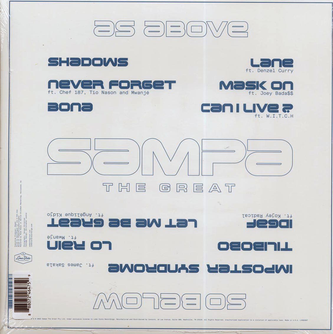 Sampa The Great - As Above So Below (ltd. ed.) (lime green vinyl) vinyl LP back cover