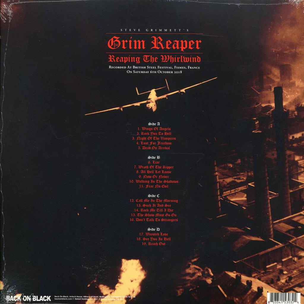 Grim Reaper - Reaping The Whirlwind (ltd. ed.) (2xLP) (white/red splatter vinyl) vinyl LP back cover