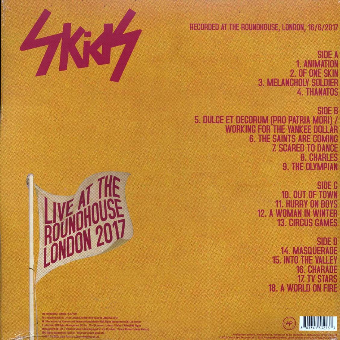Skids - Live At Roundhouse London 2017 (ltd. ed.) (2xLP) (clear vinyl) vinyl LP back cover