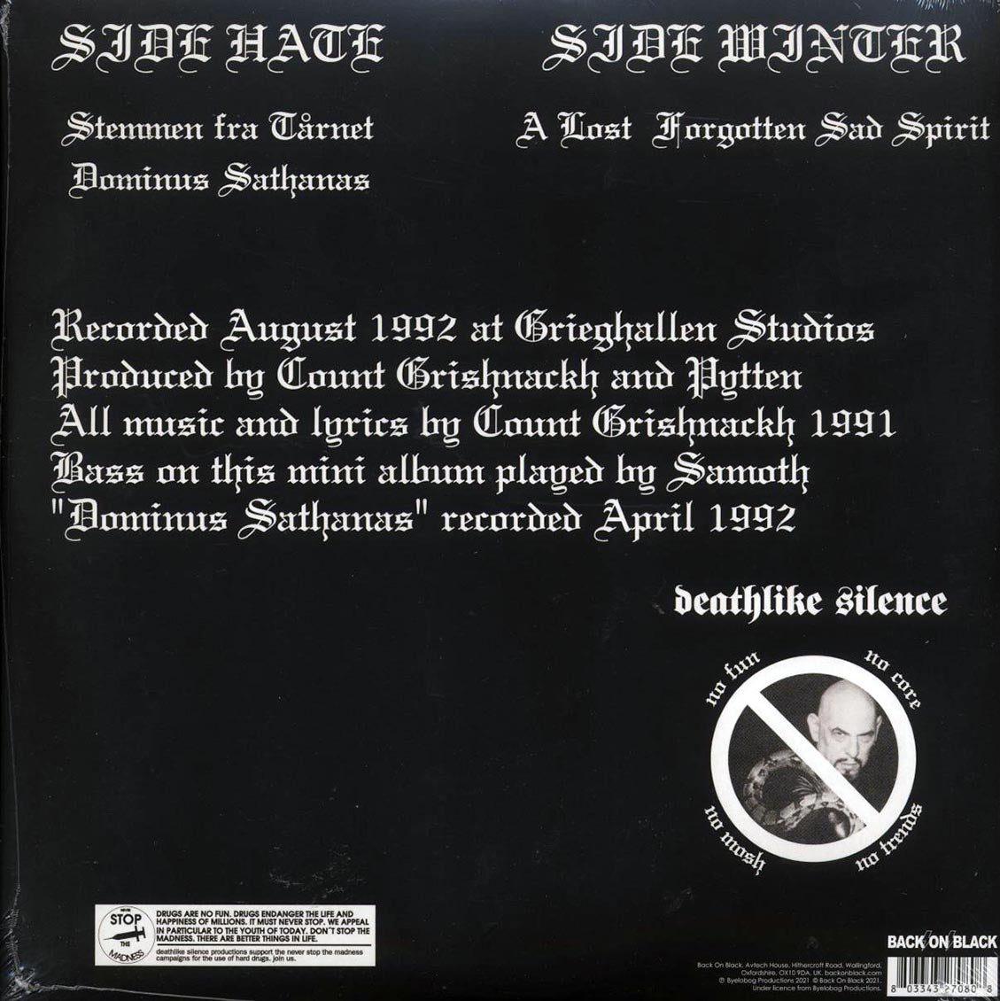 Burzum - Aske vinyl LP back cover