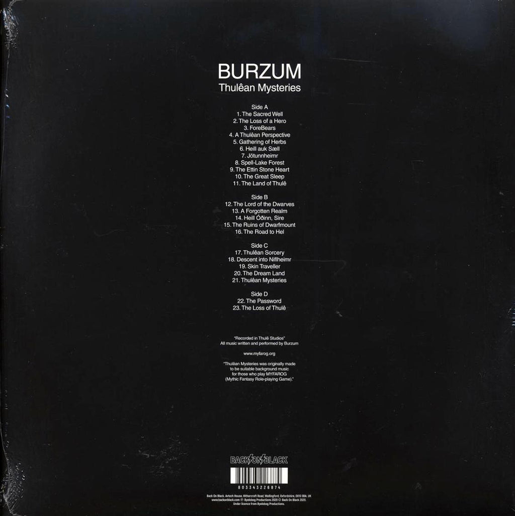 Burzum - Thulean Mysteries (2xLP) vinyl LP back cover